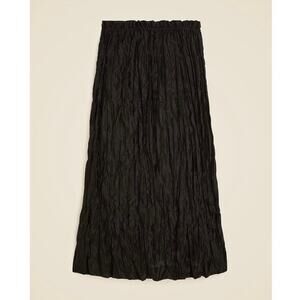 J. Crew Crinkle Gathered Waist Midi Elastic Black Skirt, Size Medium